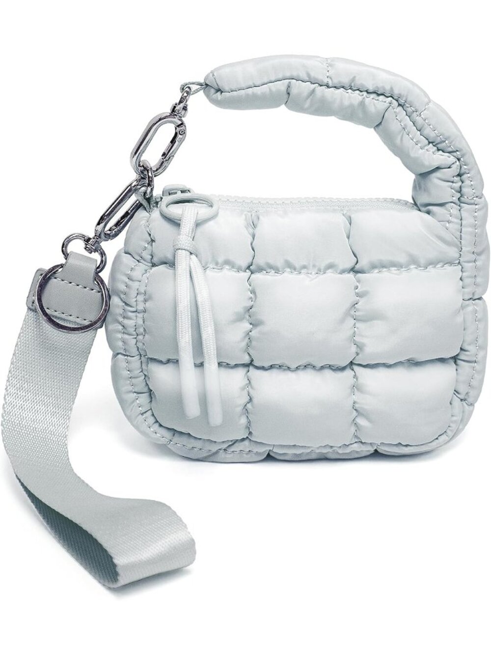 Women's Grey Zipper Mini Quilted Tote Wristlet Wristlet Cute Crossbody Bag